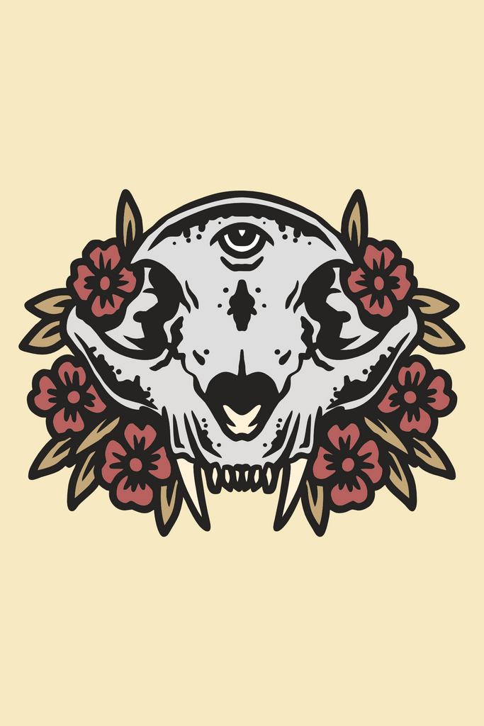 Feline Skull T-Shirt Design