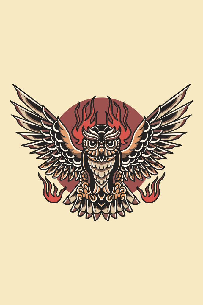 Flame Owl T-Shirt Design