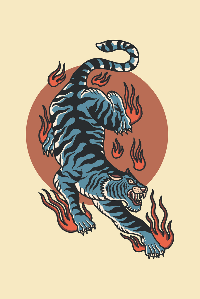 Flame Tiger T-Shirt Design