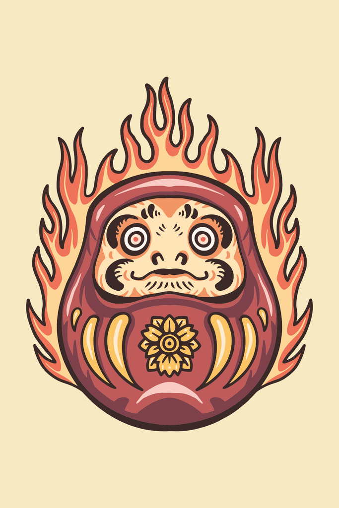 Flaming Daruma T-Shirt Design