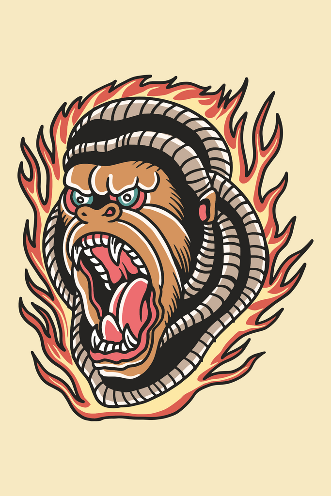 Flaming Gorilla T-Shirt Design