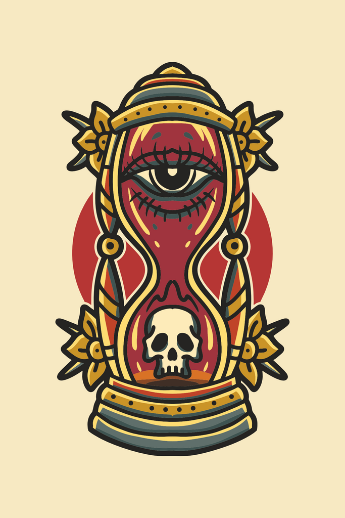 Hourglass Skull T-Shirt Design