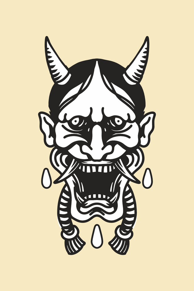 Oni Mask Black T-Shirt Design