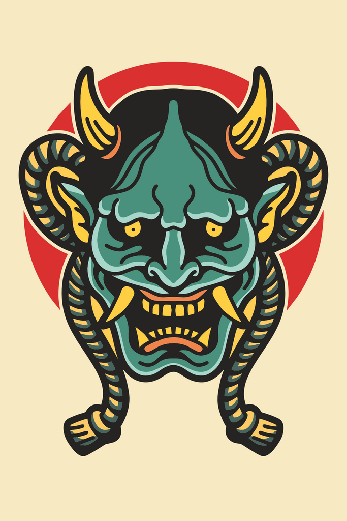Oni Mask Green T-Shirt Design