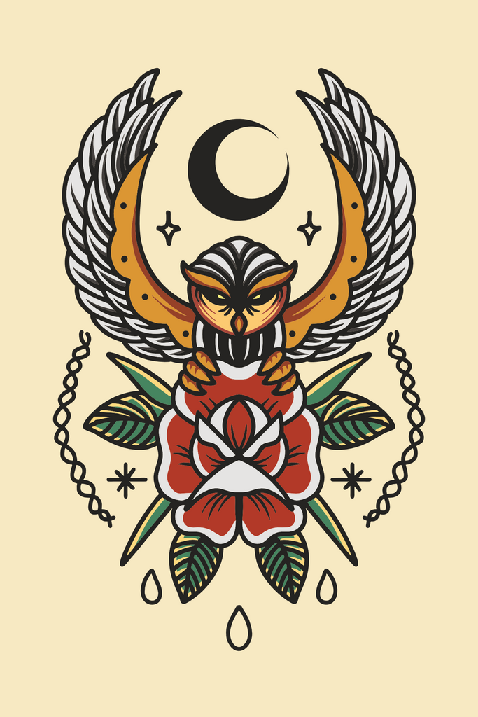 Owl Rose T-Shirt Design