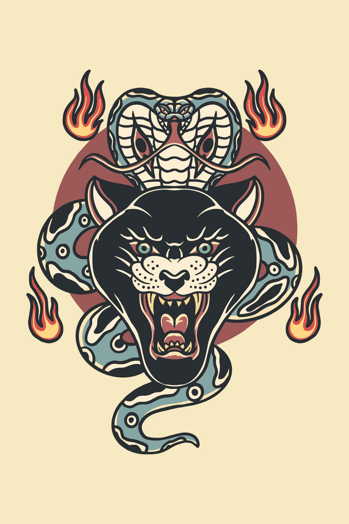 Panther and Snake T-Shirt Design