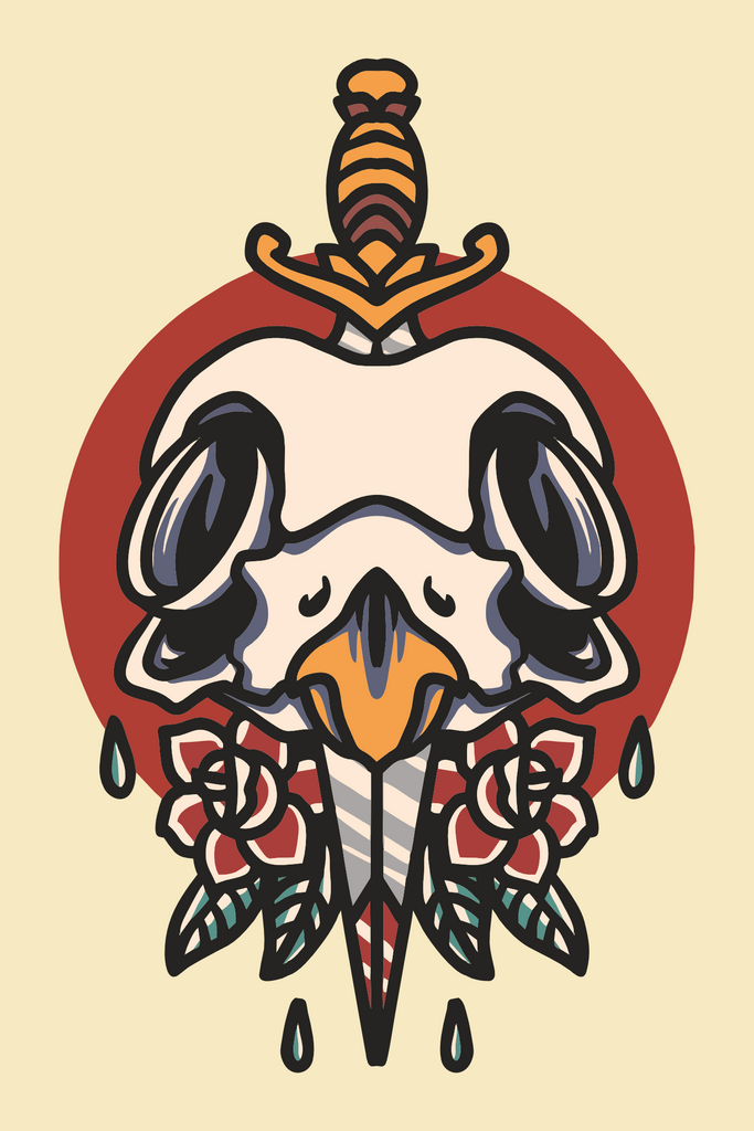 Pierced Bird Skull T-Shirt Design