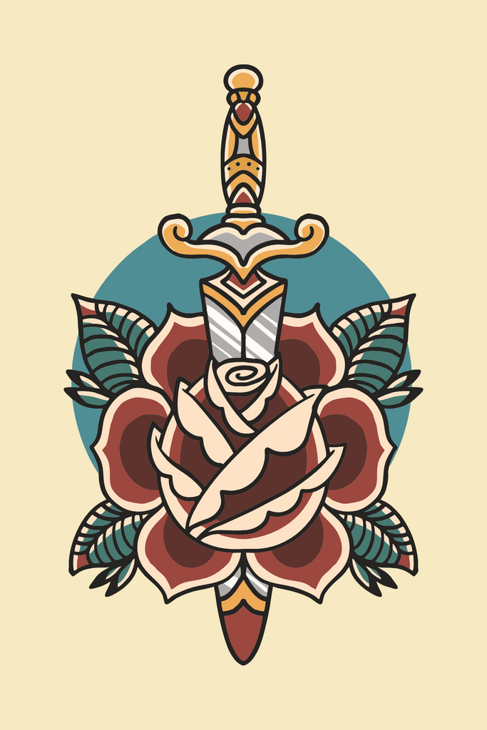Rose Dagger T-Shirt Design