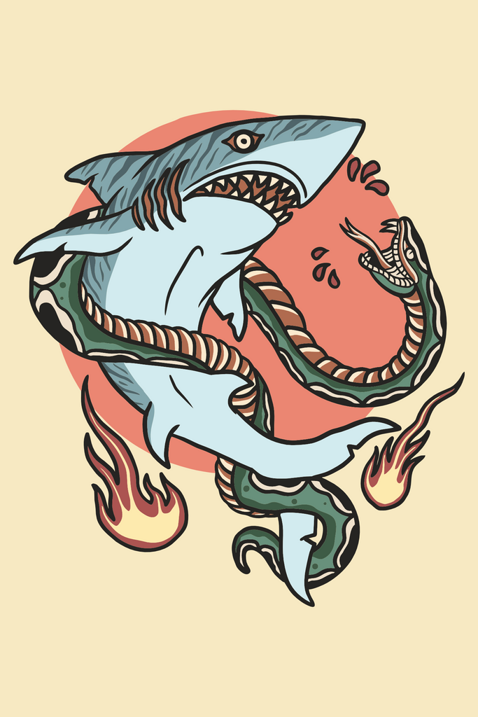 Shark vs Snake T-Shirt Design