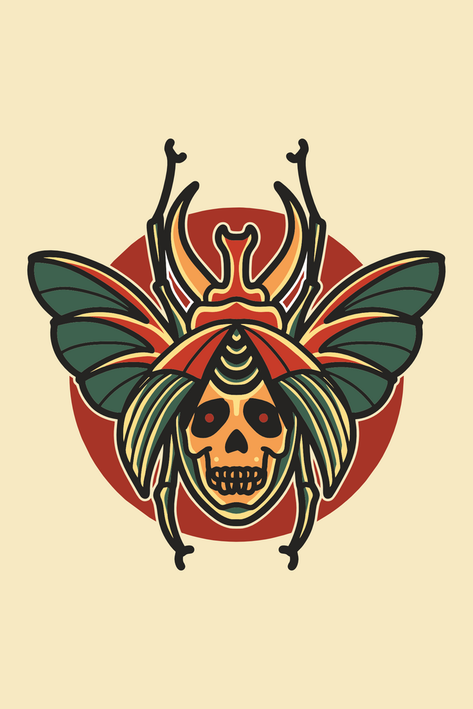 Skull Beetle T-Shirt Design