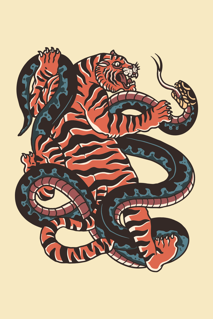 Tiger vs Snake T-Shirt Design